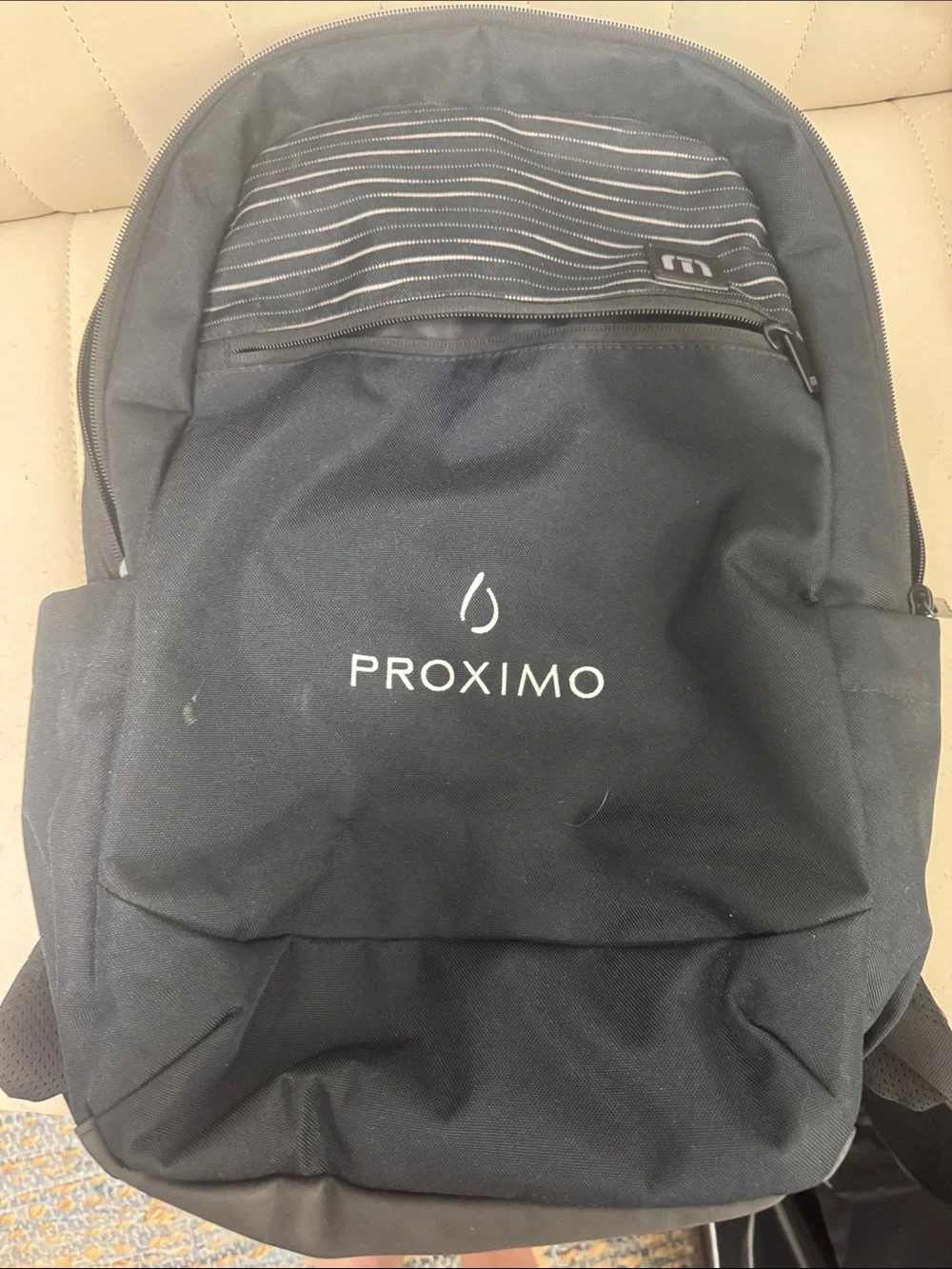 Travis Mathew Black Backpack with Striped Accent